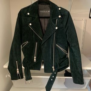 Bagatelle NYC Genuine Leather Suede Jacket Emerald Green